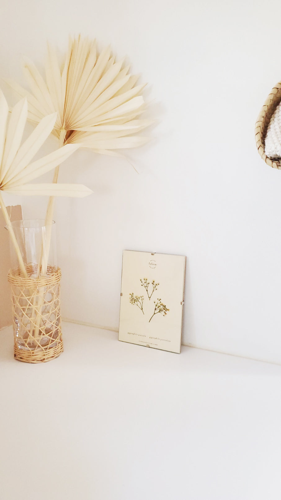 Herbier fleurs blanches Cadeau de naissance floral Décoration murale mur de cadres Gypsophile Baby's breathe Folium